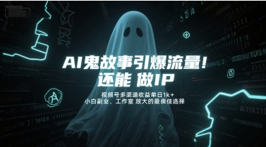 AI鬼故事引爆流量，还能做IP，视频号多渠道收益单日1k+，小白副业、工作室放大的最佳选择-搞钱利器