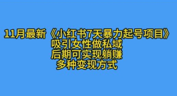K总部落11月最新小红书7天暴力起号项目，吸引女性做私域【揭秘】-搞钱利器