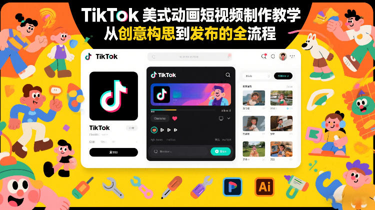TikTok美式动画短视频制作教学，从创意构思到发布的全流程-搞钱利器