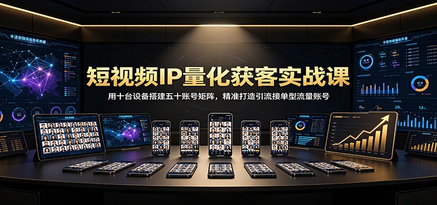 短视频IP量化获客实战课：用十台设备搭建五十账号矩阵，精准打造引流接单型流量账号-搞钱利器