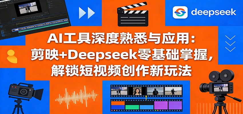 AI工具深度熟悉与应用：剪映+Deepseek零基础掌握，解锁短视频创作新玩法-搞钱利器