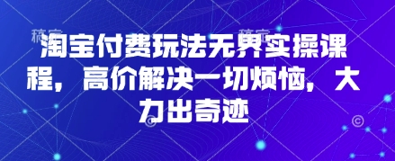 淘宝付费玩法无界实操课程，高价解决一切烦恼，大力出奇迹-搞钱利器