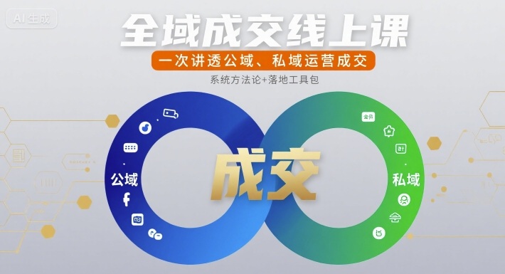 全域成交线上课，一次讲透公域、私域运营成交-搞钱利器