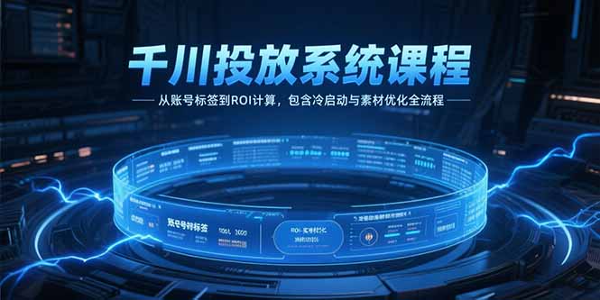 千川投放系统课程，从账号标签到ROI计算，包含冷启动与素材优化全流程-搞钱利器