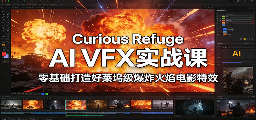 Curious Refuge AI VFX实战课，零基础打造好莱坞级爆炸火焰电影特效-搞钱利器