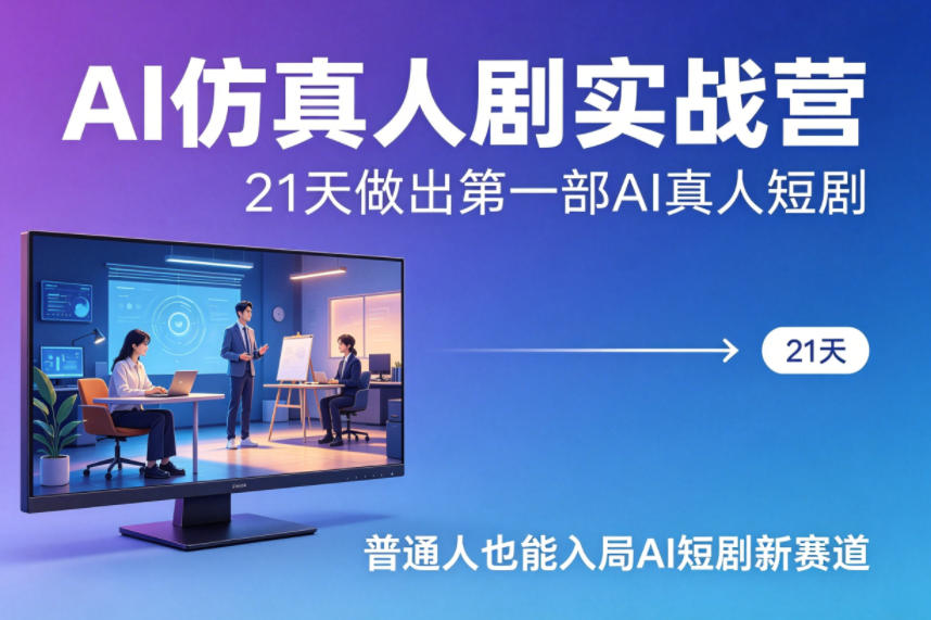 AI仿真人剧实战营，21天做出第一部AI真人短剧，普通人也能入局AI短剧新赛道(更新)-搞钱利器