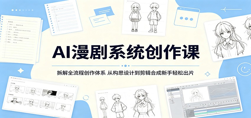 AI漫剧系统创作课：拆解全流程创作体系，从构思设计到剪辑合成新手轻松出片-搞钱利器