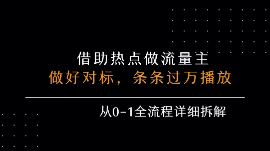 借力热点，乘顺风车玩流量主，条条过万播放， 每月收益5k+，从0-1全流程详细拆解-搞钱利器