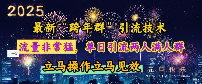 最新“跨年群”引流，流量非常猛，单日引流两人满人群，立马操作立马见效【揭秘】-搞钱利器