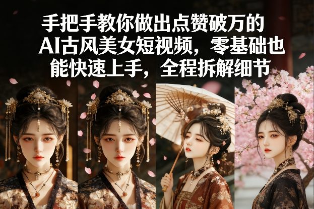 手把手教你做出点赞破万的AI古风美女短视频，零基础也能快速上手，全程拆解细节-搞钱利器
