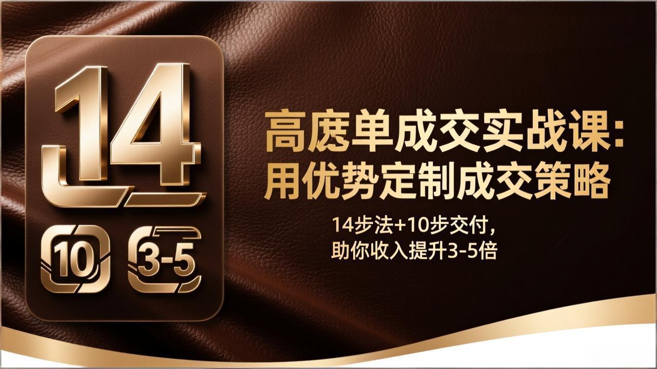 高客单成交实战课：用优势定制成交策略，14步法+10步交付，助你收入提升3-5倍-搞钱利器