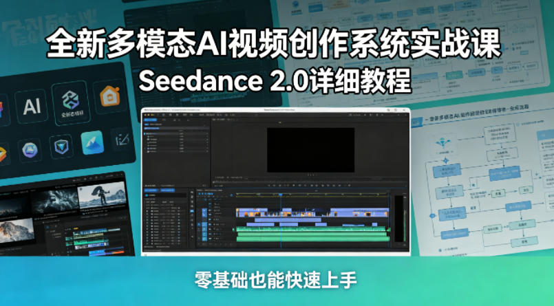 全新多模态AI视频创作系统实战课，Seedance 2.0详细教程，零基础也能快速上手-搞钱利器