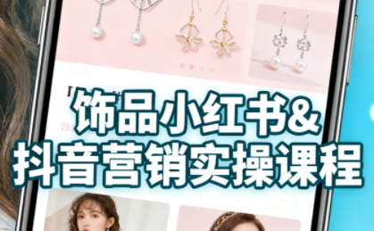 抖音+小红书饰品卖货：货源、开店、内容全教会-搞钱利器