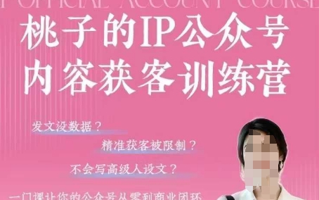 桃子IP公众号内容获客训练营(第3期)，一门让你公众号从0到商业闭环的课程-搞钱利器