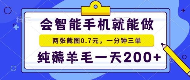 2025年零撸手机项目，二十秒一单，纯薅羊毛，一天200+做就有【揭秘】-搞钱利器