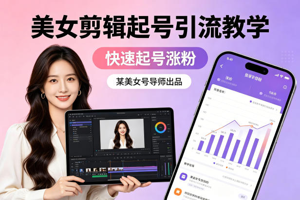 某美女号导师出品:美女剪辑起号引流教学,快速起号涨粉-搞钱利器