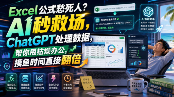 Excel公式愁死人？AI秒救场，ChatGPT处理数据，帮你甩枯燥办公，摸鱼时间直接翻倍【原创双语字幕】-搞钱利器