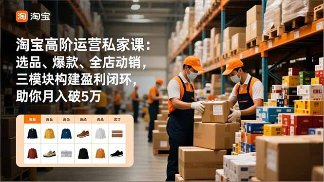 淘宝高阶运营私家课：选品、爆款、全店动销，三模块构建盈利闭环，助你月入破5万(更新12月-搞钱利器