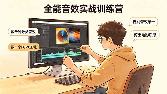 全能音效实战训练营：数千种分类音效+数十个FCPX工程，告别音效单一，剪出电影质感-搞钱利器