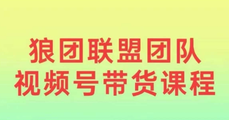 狼团联盟2024视频号带货，0基础小白快速入局视频号-搞钱利器