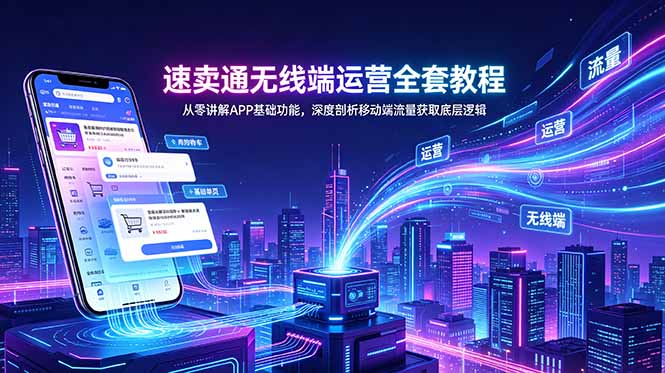 速卖通无线端运营全套教程，从零讲解APP基础功能，深度剖析移动端流量获取底层逻辑-搞钱利器