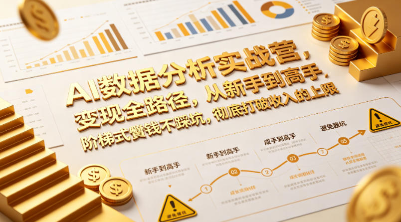 AI数据分析实战营，变现全路径，从新手到高手，阶梯式賺钱不踩坑，彻底打破收入的上限-搞钱利器