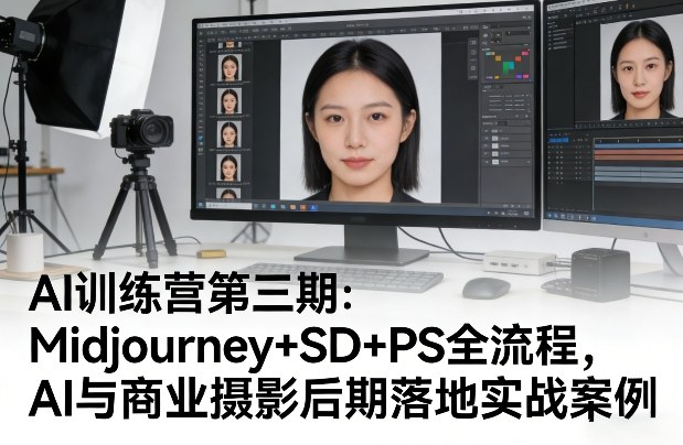 AI训练营第三期：Midjourney+SD+PS全流程，AI与商业摄影后期落地实战案例-搞钱利器
