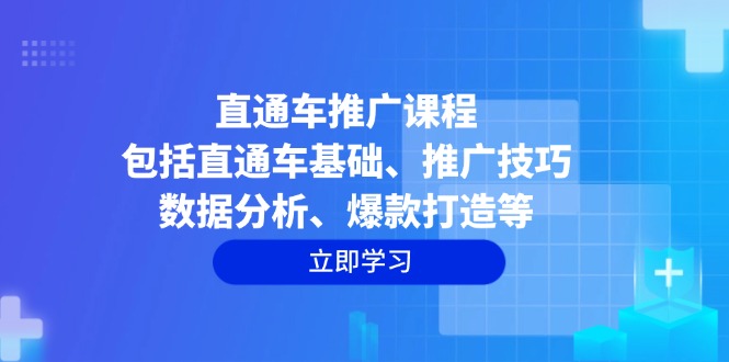 直通车推广课程：包括直通车基础、推广技巧、数据分析、爆款打造等-搞钱利器