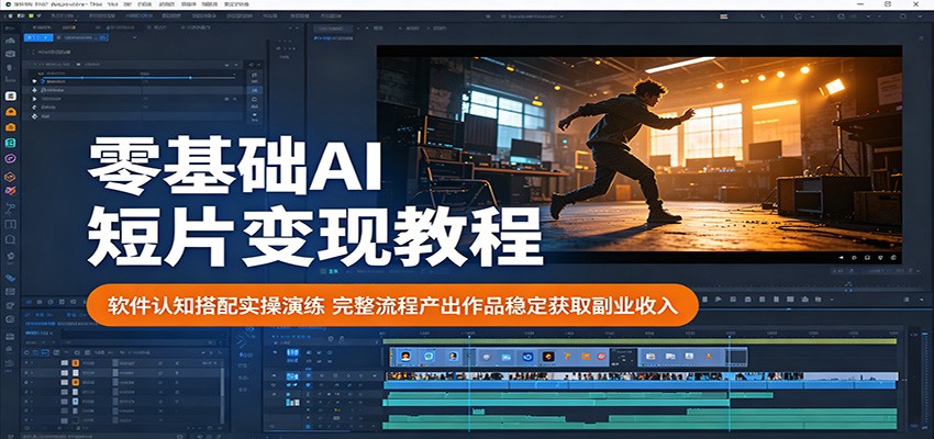 零基础AI短片变现教程：软件认知搭配实操演练，完整流程产出作品稳定获取副业收入-搞钱利器