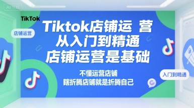 Tiktok店铺运营从入门到精通，店铺运营是基础，不懂运营店铺，瞎折腾店铺就是折腾自己-搞钱利器