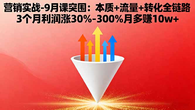 营销实战-9月突围课:本质+流量+转化全链路 3个月利润涨30%-300%月多赚10w+-搞钱利器