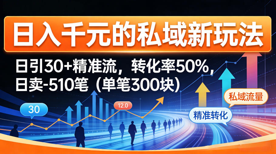 日入千米的私域新玩法：日引30＋精准流，转化率50%，日卖5-10笔(单笔300米)-搞钱利器