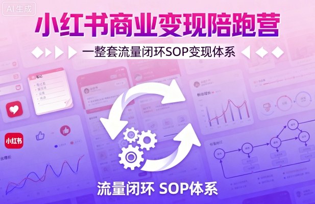 小红书商业变现陪跑营，轻IP矩阵 私域获客 聚光投流，一整套流量闭环SOP变现体系-搞钱利器
