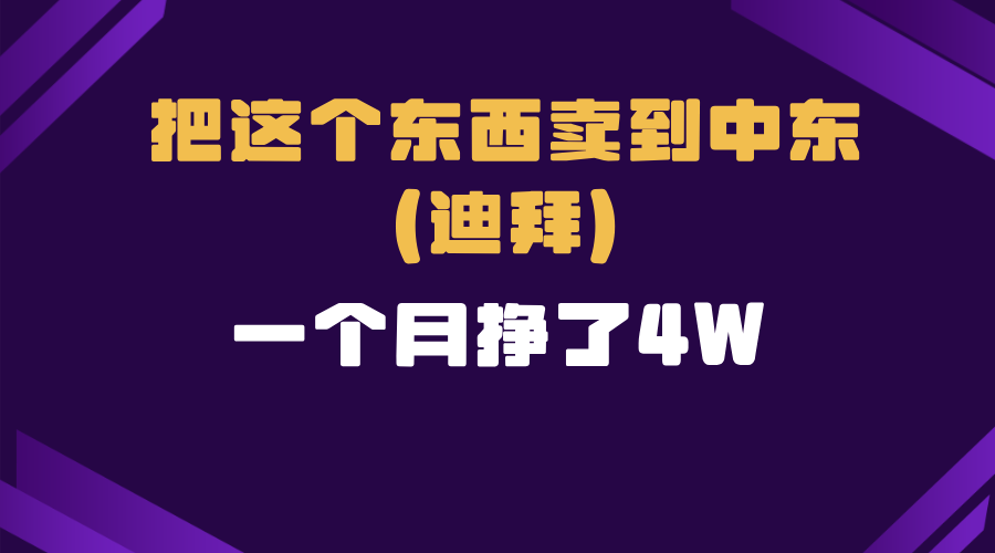 跨境电商一个人在家把货卖到迪拜，暴力项目拆解-搞钱利器