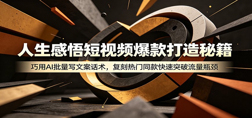 人生感悟短视频爆款打造秘籍：巧用A 批量写文案话术，复刻热门同款快速突破流量瓶颈-搞钱利器