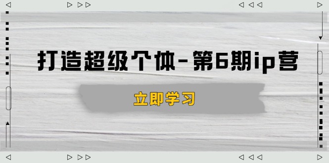 打造 超级个体-第6期ip营：商业认知,产品设计,成交演练,解决知识变现难题-搞钱利器