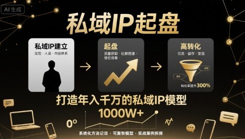 私域IP起盘，私域ip建立、起盘、高转化，打造年入千万的私域ip模型-搞钱利器