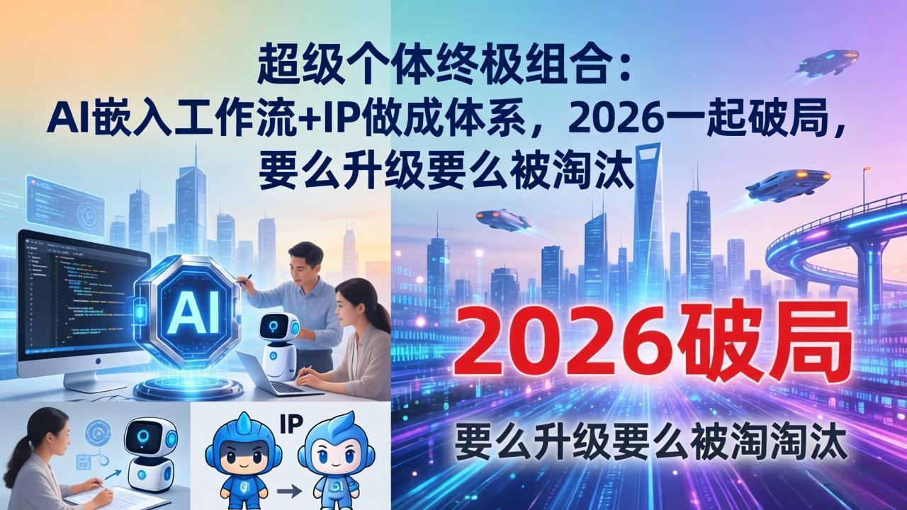 超级个体终极组合：AI嵌入工作流+IP做成体系，2026一起破局，要么升级要么被淘汰-搞钱利器