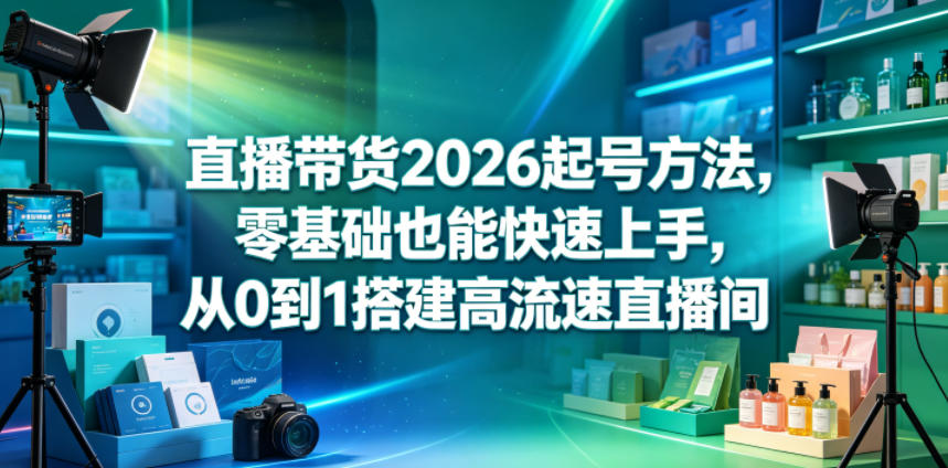 直播带货2026起号方法，零基础也能快速上手，从0到1搭建高流速直播间-搞钱利器