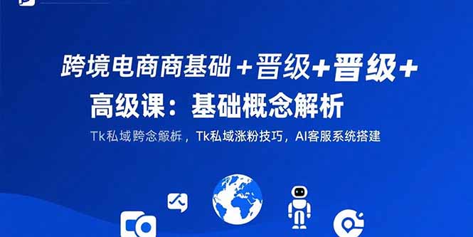 跨境电商基础+晋级+高级课：基础概念解析,Tk私域涨粉技巧,AI客服系统搭建-搞钱利器