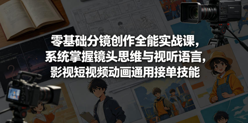 零基础分镜创作全能实战课，系统掌握镜头思维与视听语言，影视短视频动画通用接单技能-搞钱利器