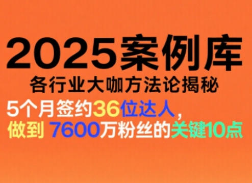2025案例库,收录各行业大咖的方法论,各行业大咖方法论揭秘-搞钱利器