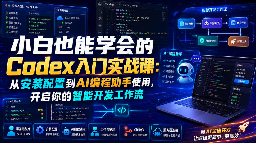 小白也能学会的Codex入门实战课：从安装配置到AI编程助手使用，开启你的智能开发工作流-搞钱利器