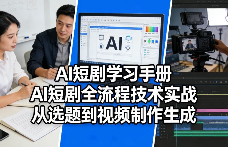AI短剧学习手册，AI短剧全流程技术实战，从选题到视频制作生成-搞钱利器