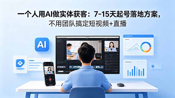 一个人用AI做实体获客：7-15天起号落地方案，不用团队搞定短视频+直播-搞钱利器