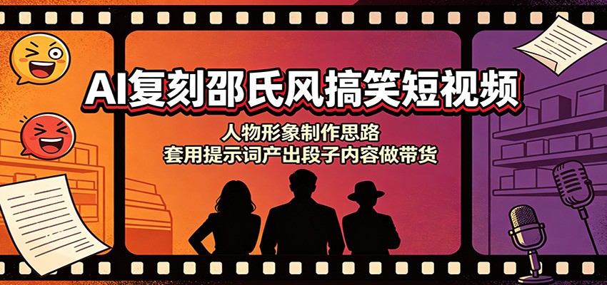 AI复刻邵氏风搞笑短视频：人物形象制作思路，套用提示词产出段子内容做带货-搞钱利器