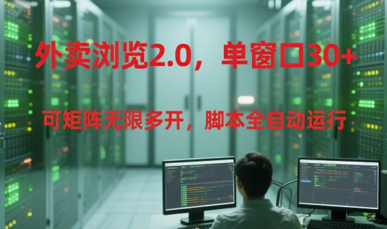 外卖浏览2.0，单窗口30+可矩阵无限多开，脚本全自动运行【揭秘】-搞钱利器