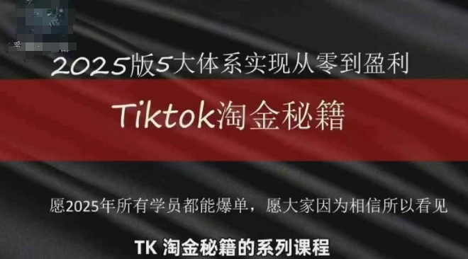 TikTok跨境2025淘金秘籍，​2025TikTok从0到盈利变现-搞钱利器