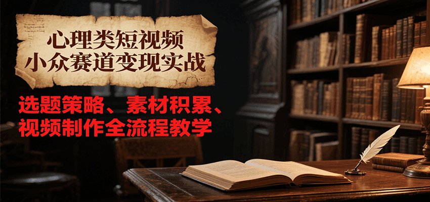 心理类短视频小众赛道变现实战，选题策略、素材积累、视频制作全流程教学-搞钱利器
