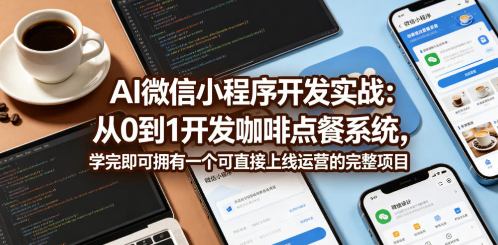 AI微信小程序开发实战：从0到1开发咖啡点餐系统，学完即可拥有一个可直接上线运营的完整项目-搞钱利器